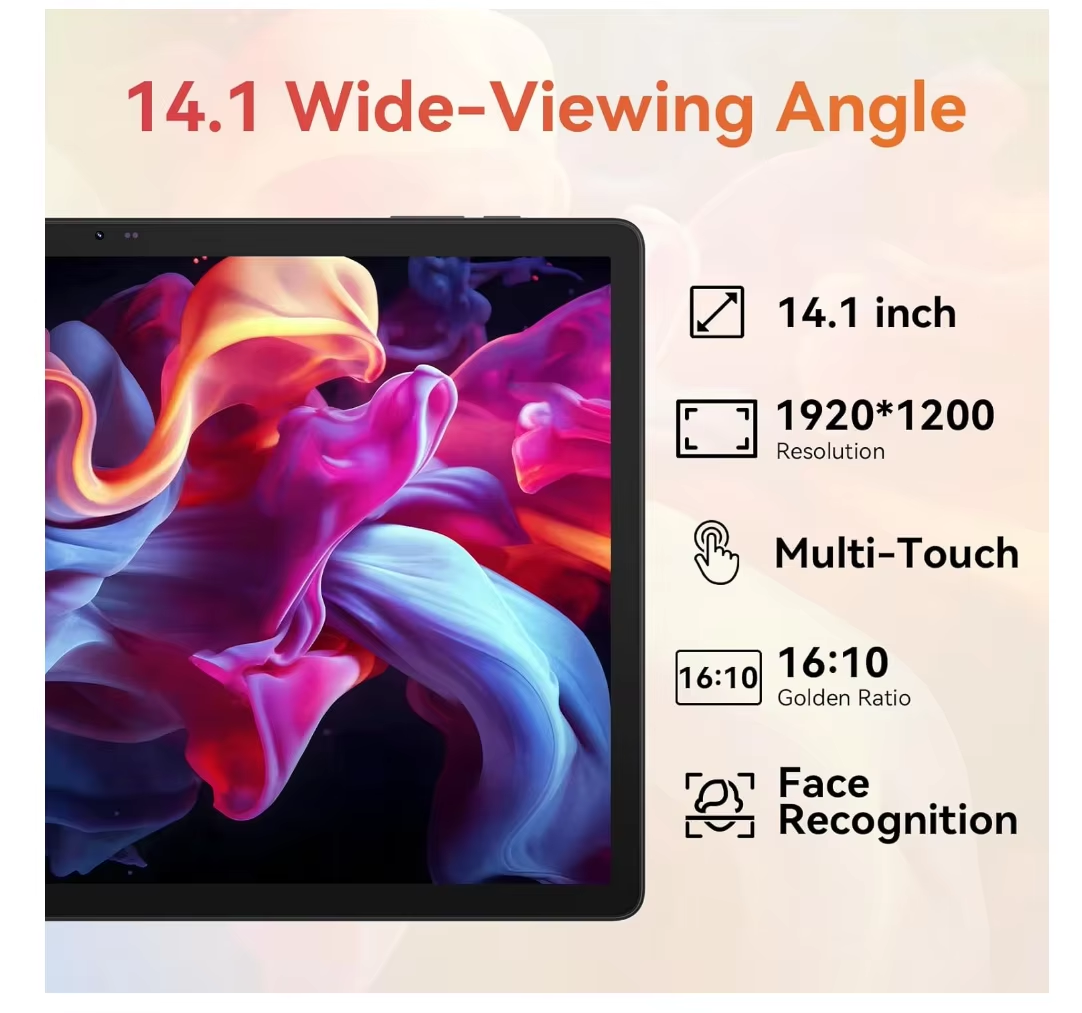 Tablet 14" 4G LTE Android 14 con Tastiera — A140