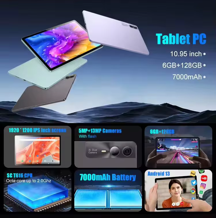 Tablet 10.95" 4G LTE 12+512GB Android 13 — F11