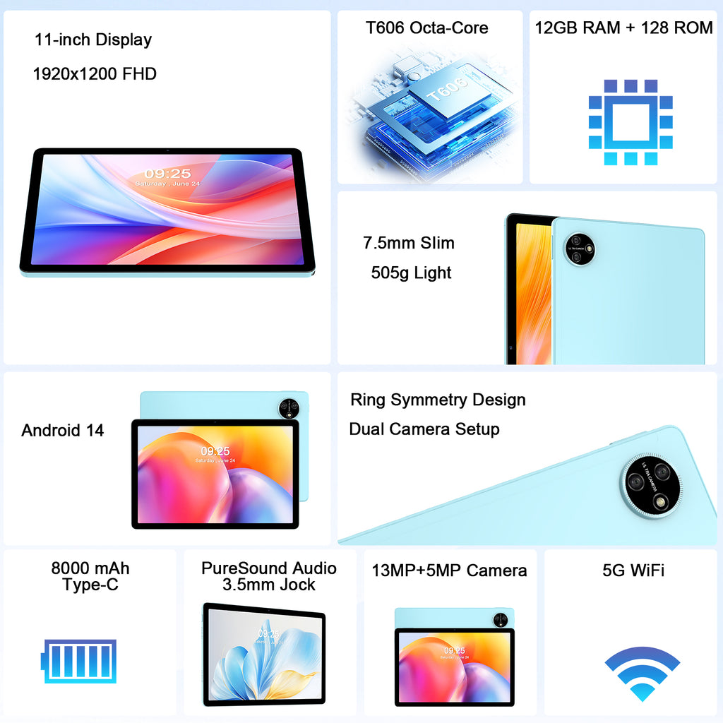 Tablet 11" 4G LTE Android 15 — M60