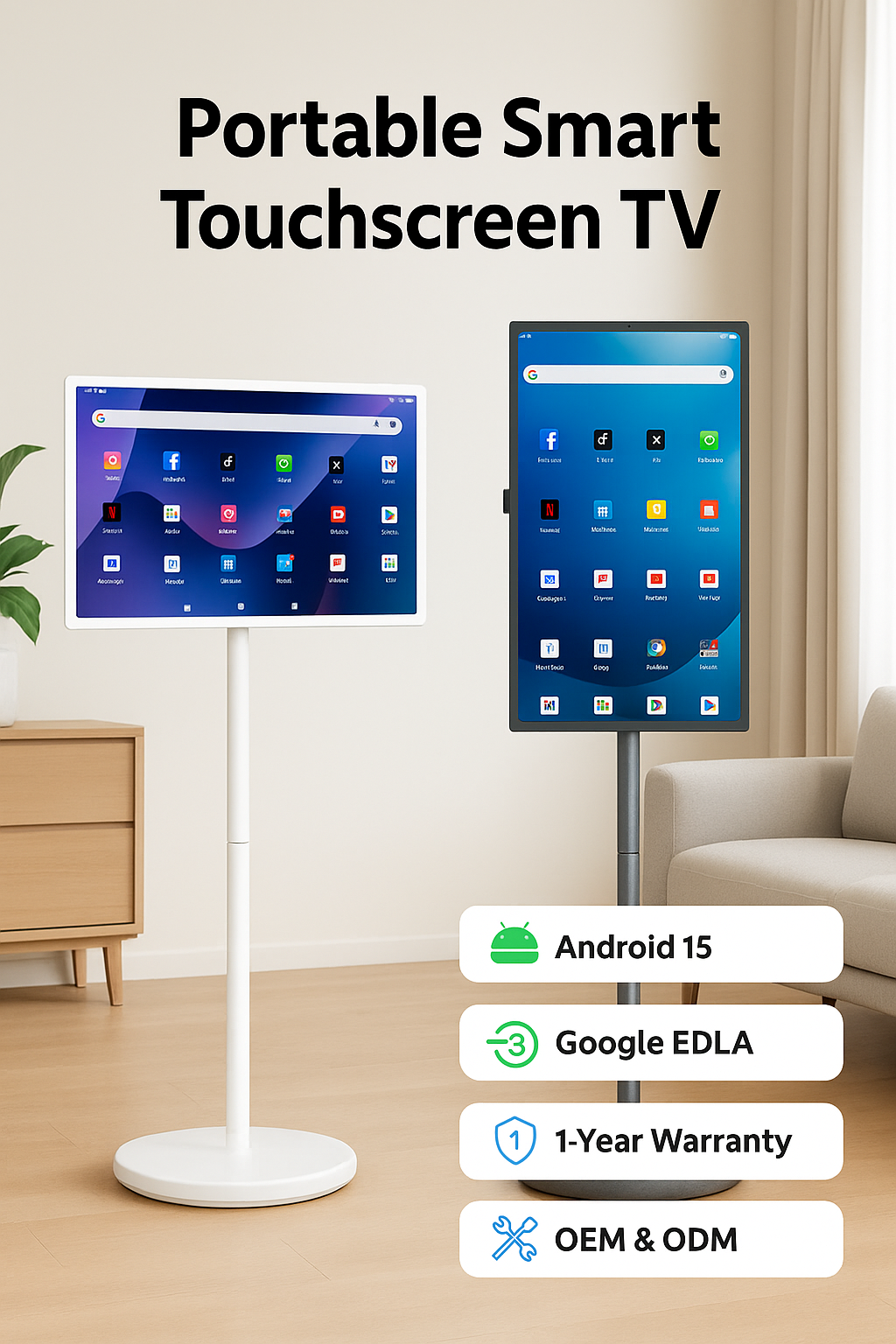 Smart Display 32" — Hongshengda M01 (Bianco)