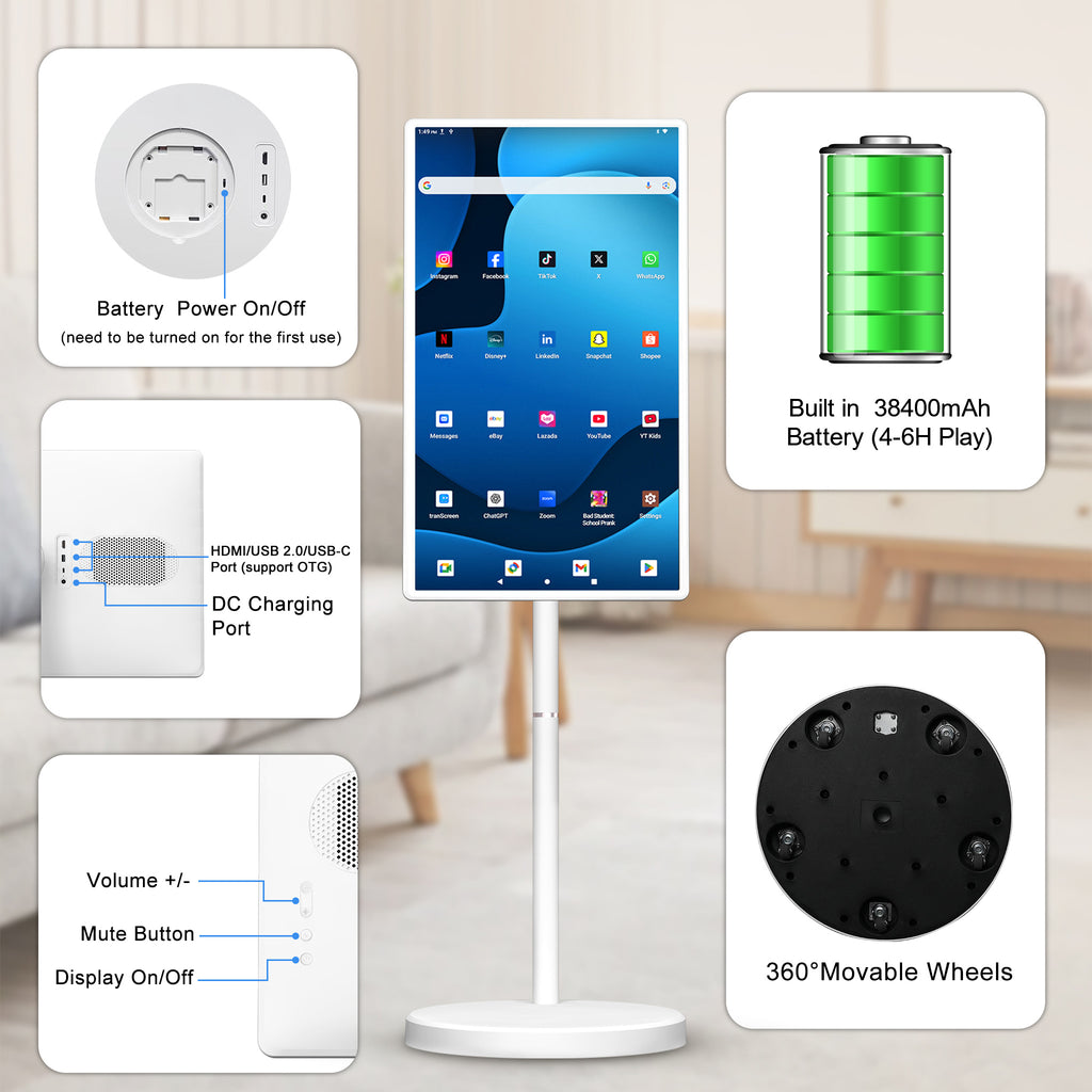 Smart Display 32" — Hongshengda M01 (Bianco)