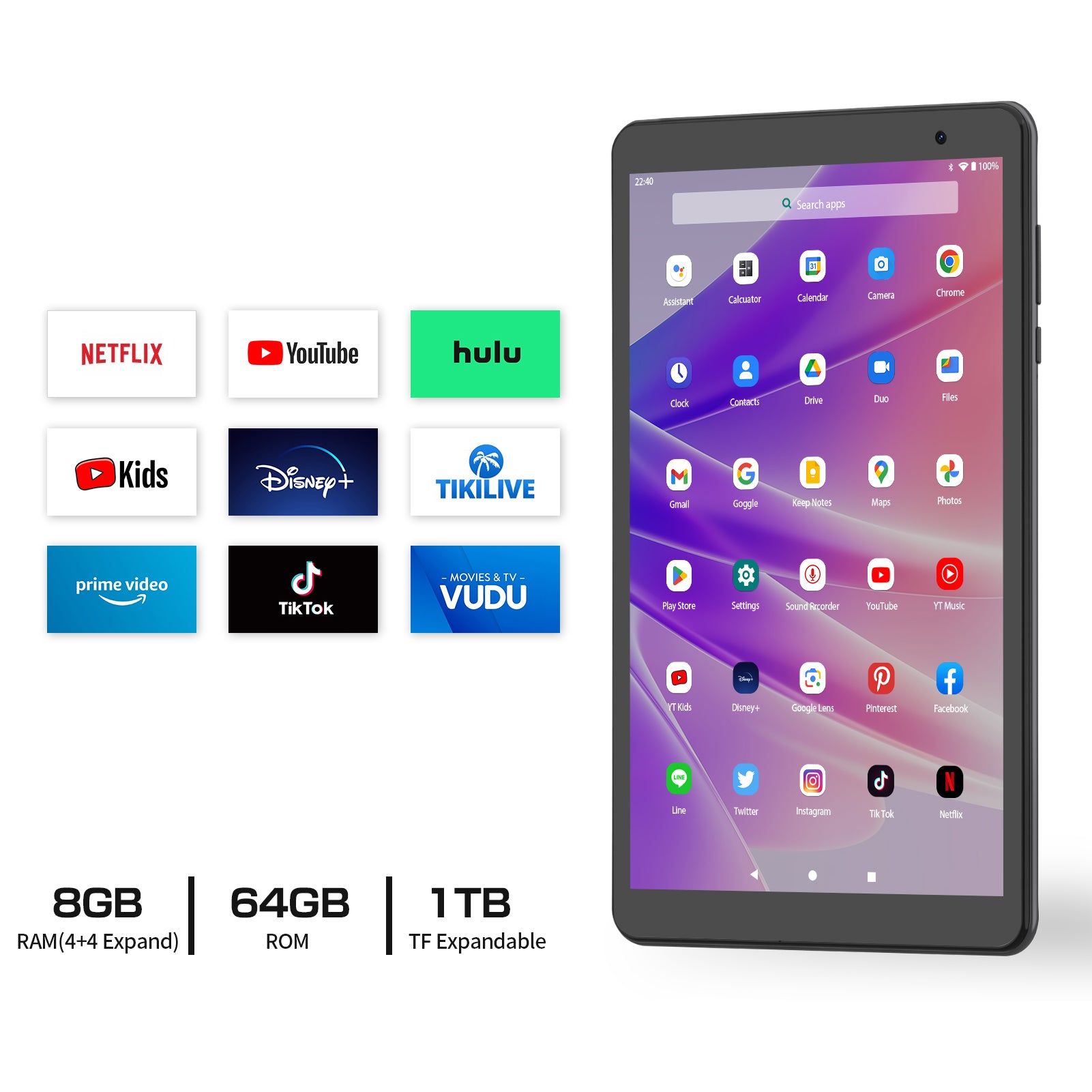 Tablet 8" 4G LTE Android 14 — B8G