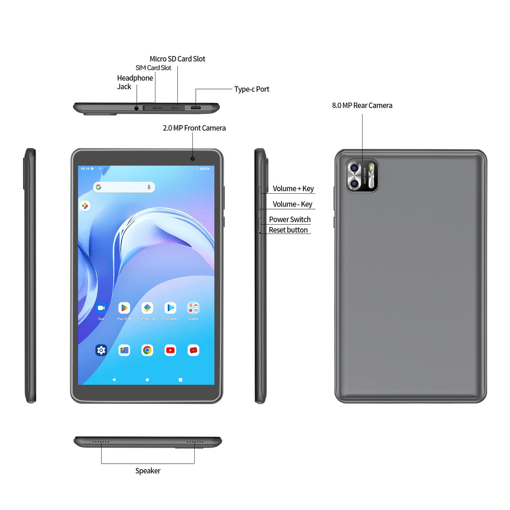 Tablet 8" 4G LTE Android 14 — B8G