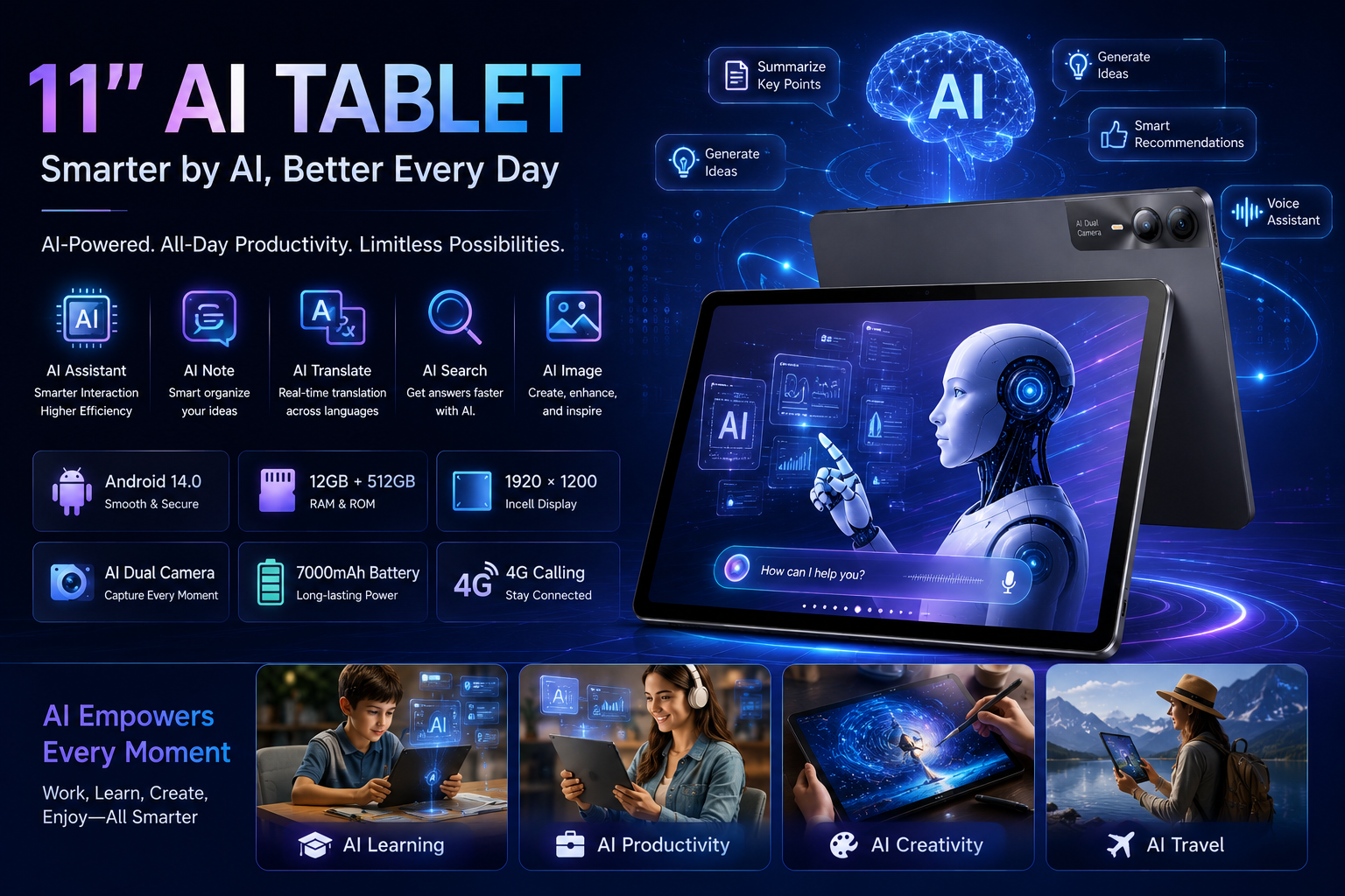 Tablet 10.95" 4G LTE 12+512GB Android 13 — F11