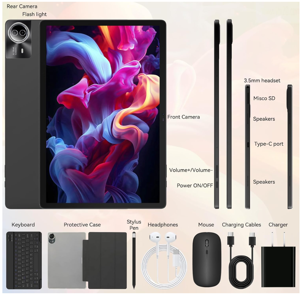 Tablet 14" 4G LTE Android 14 con Tastiera — A140