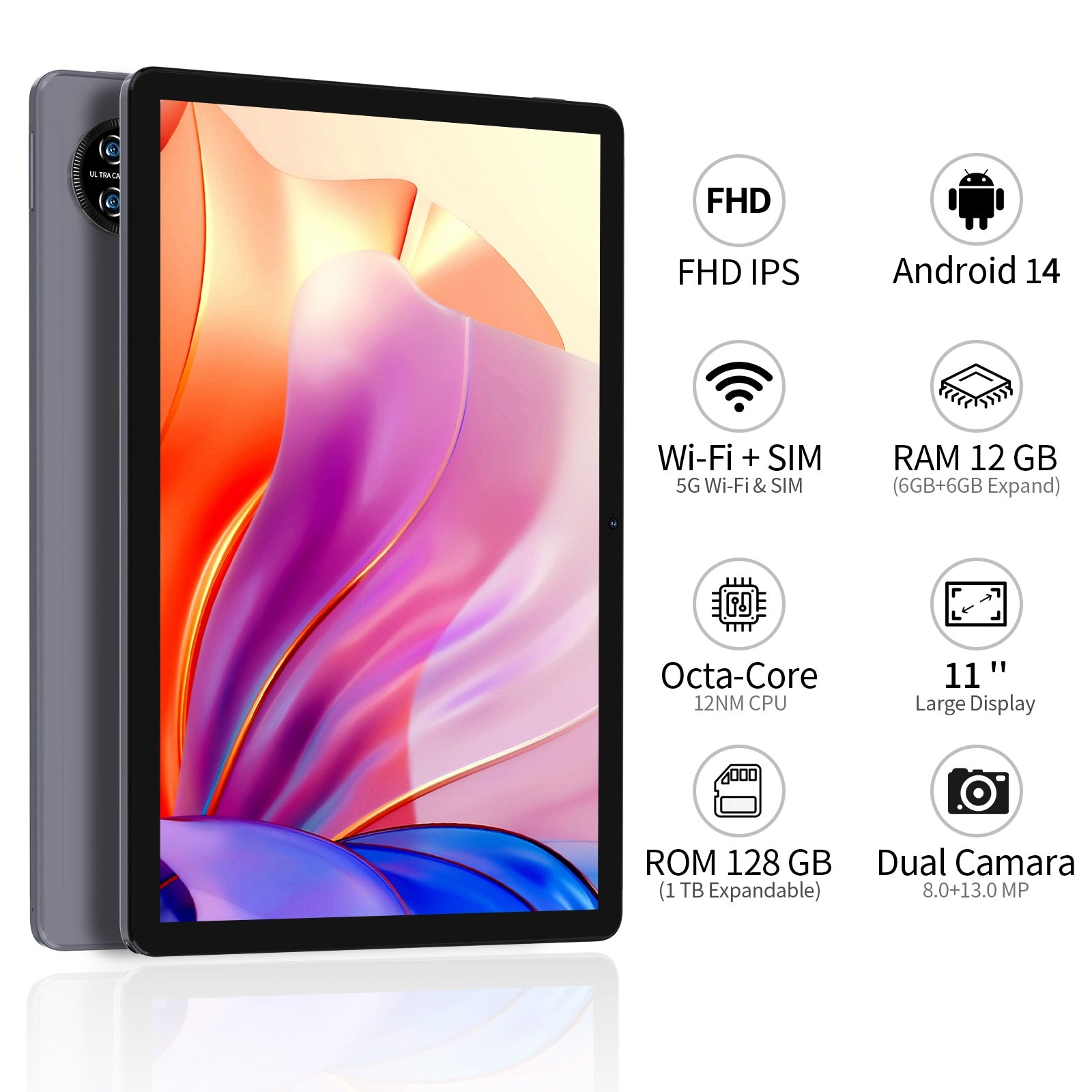 Tablet 11" 4G LTE Android 15 — M60
